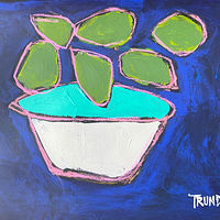 Acrylic painting Limes on Blue by Sarah Trundle