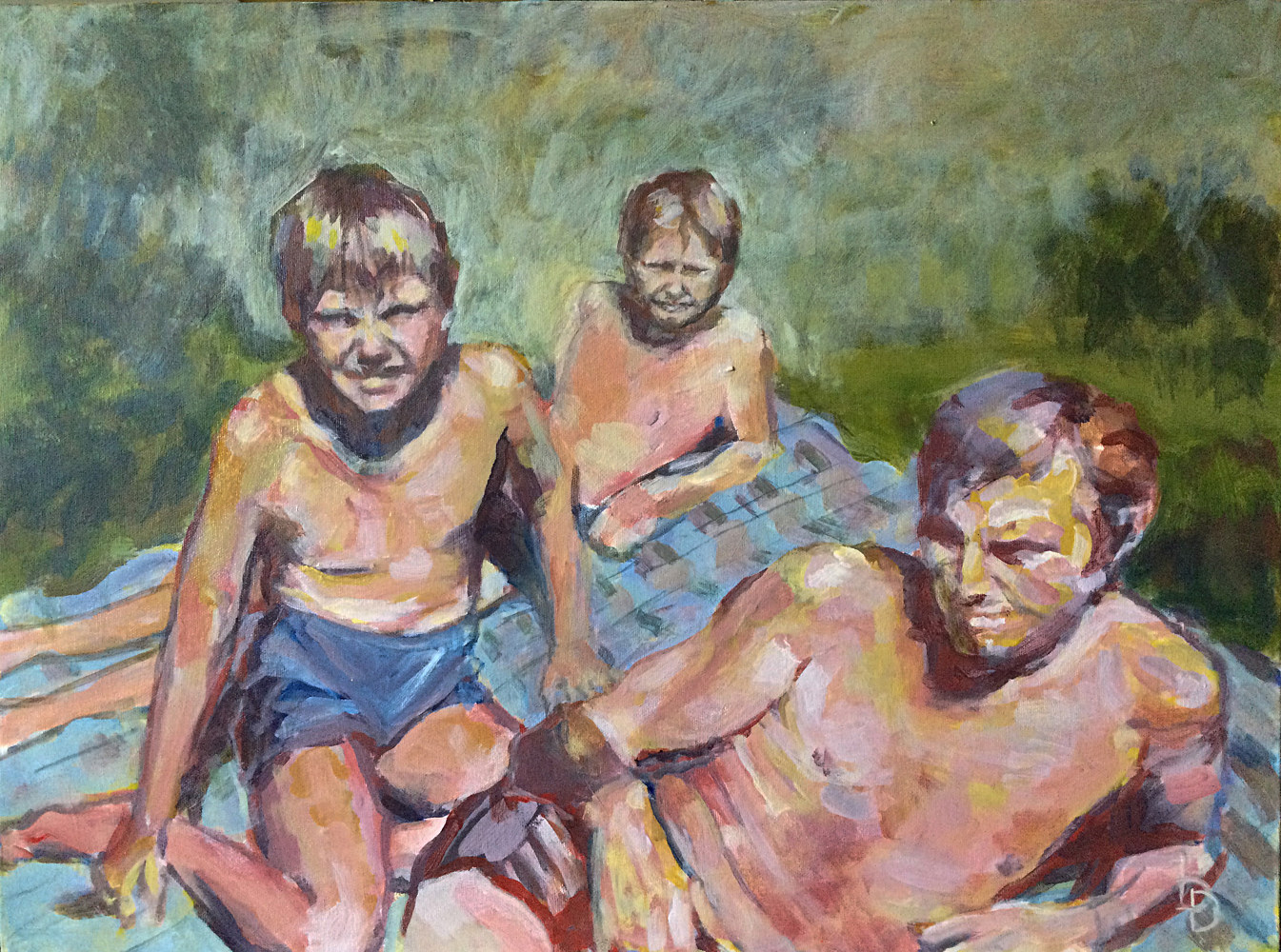 Acrylic painting Peter, His Father and Brother by Bernard Dick