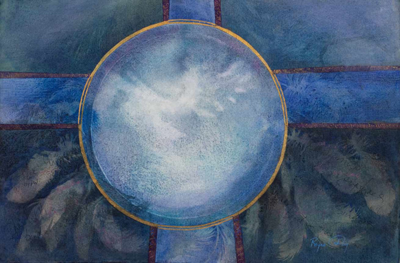 Rayne Tunley, Ode to Thundering Horse, 15 x 22in, Watercolour, gold ...