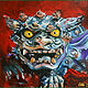 Oil painting Red Shisa by Angelo Mariano
