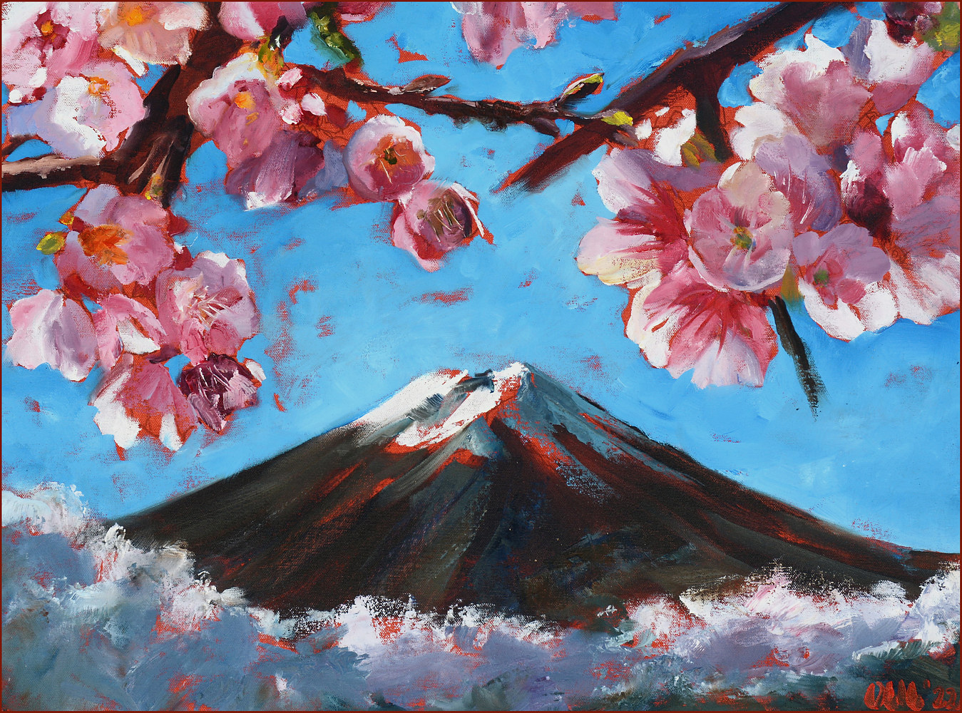 Oil painting Fuji by Angelo Mariano