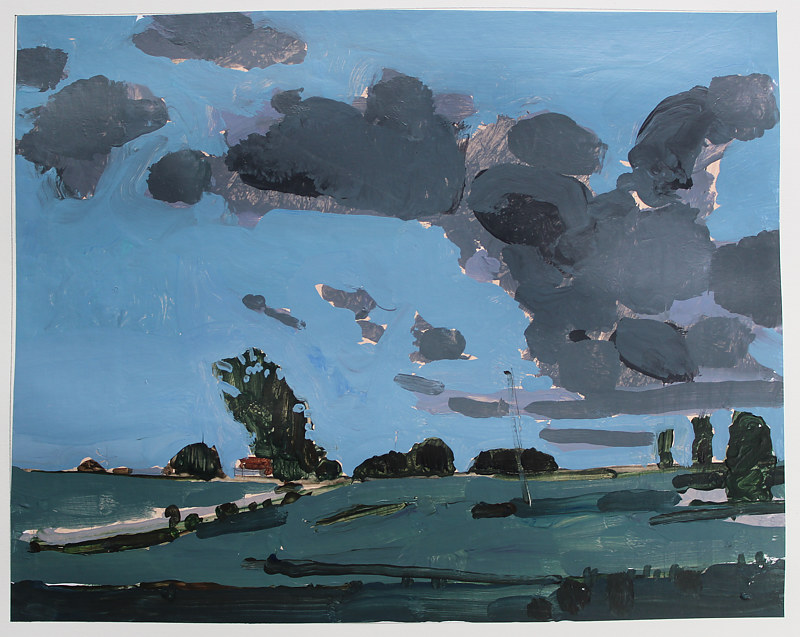 Acrylic painting Horse Farm at Dusk  by Harry Stooshinoff