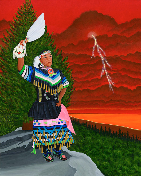 Acrylic painting Zhaawanong by Clayton King