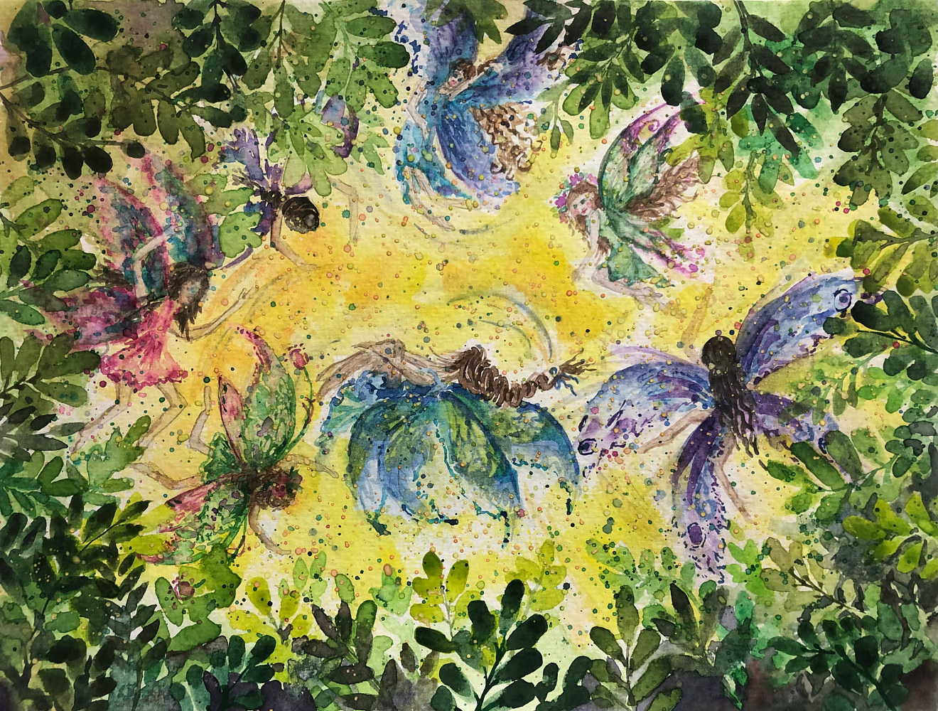 Watercolor Scottish Faerie Ring 2 by Linnie Aikens Lindsay