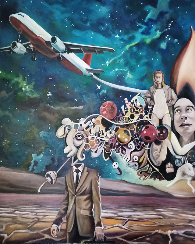 Oil painting The Influencer by Timothy Innamorato