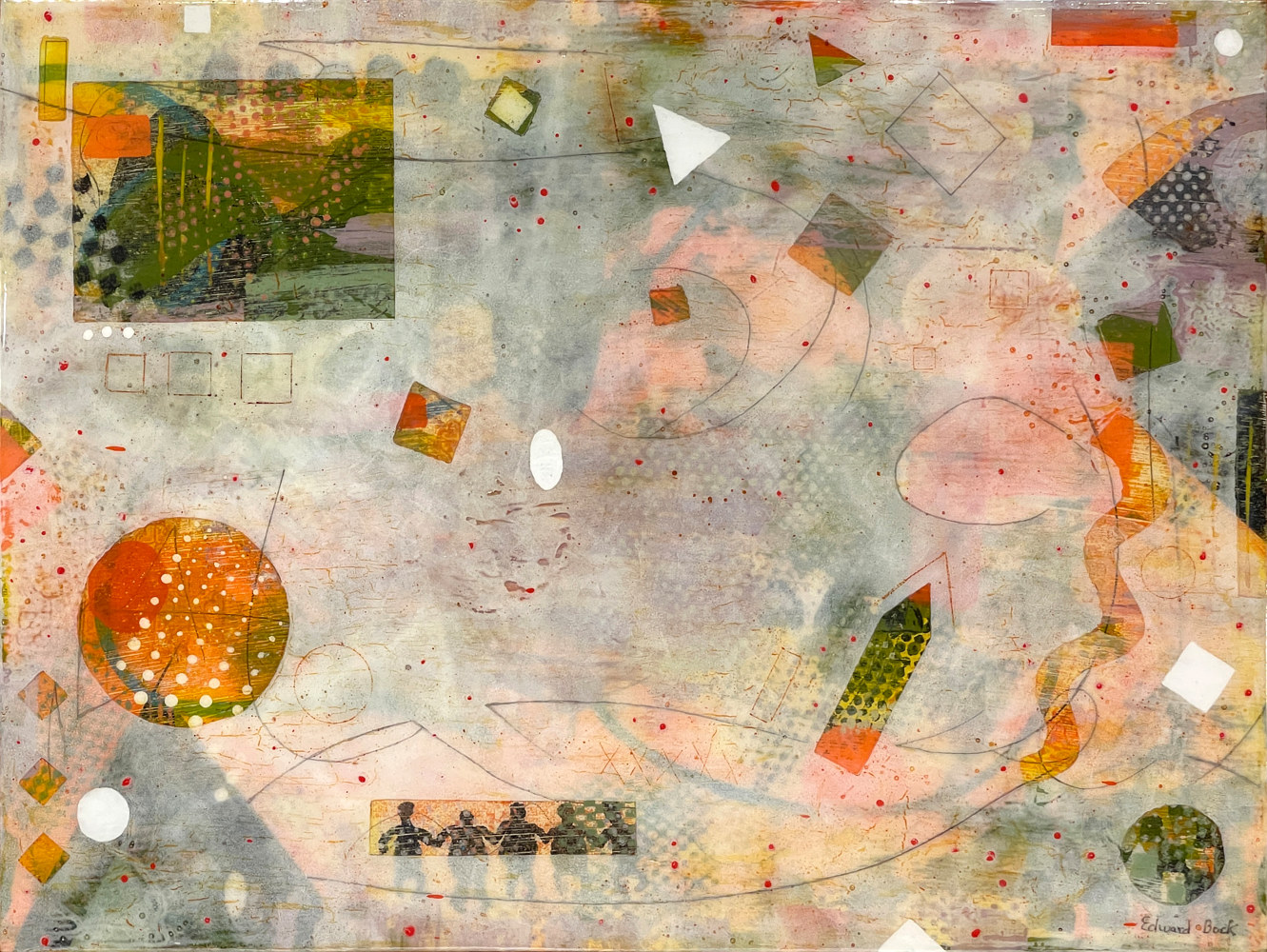 Acrylic painting Shape-Shifting 13832022 18x24 wood panel by Edward Bock