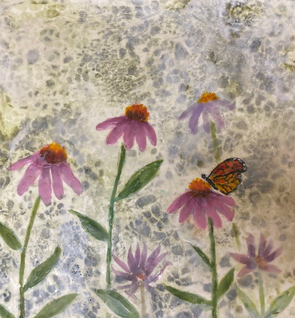 Cone Flowers and Butterfly by Michele Barnes