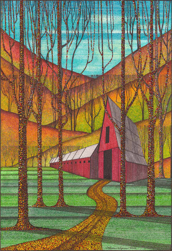 Drawing Red Barn Shadows  by Lawrie  Dignan