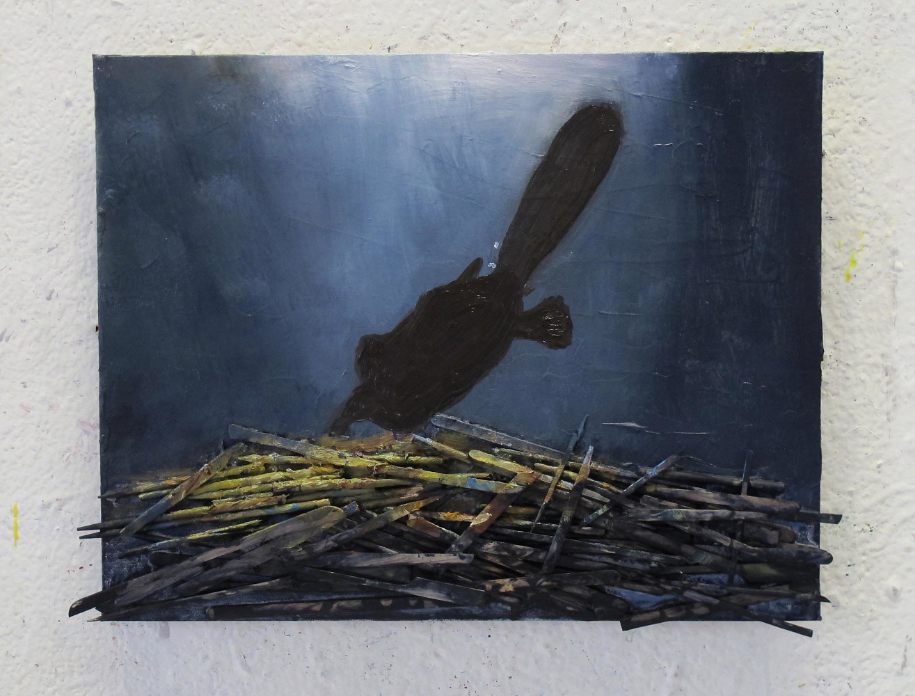 Oil painting 2019, Beaver Underwater, 11 x 15 in.  by David  Maxim