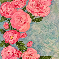 Acrylic painting A Parade of Roses, 2022 by Kathleen Contri