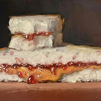 Oil painting &quot;PB&amp;amp;J Half (eaten)&quot; Hand Embellished by Noah Verrier