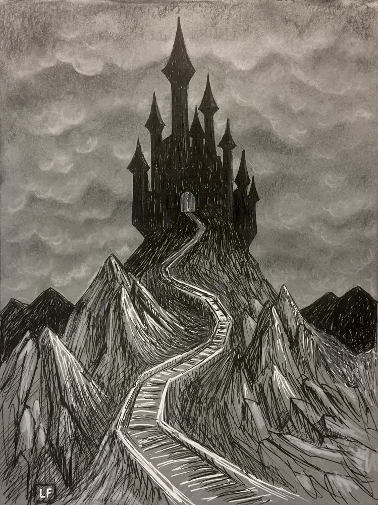 medium: color pencil, ink, charcoal pencil on toned paper by Laurey  Foulkes