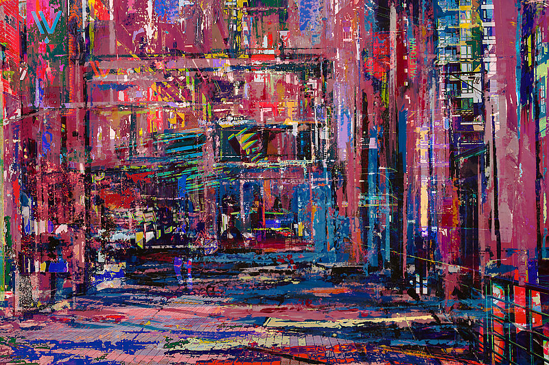 Print Pink Jazz City by David Tycho