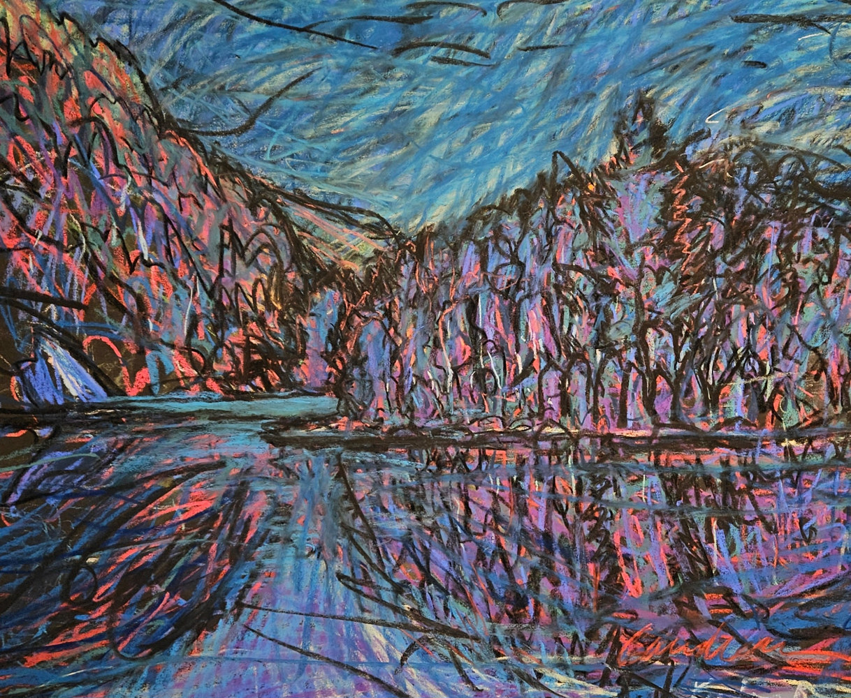 Painting chapel pond firebird pastel 18x24  by Michael Gaudreau