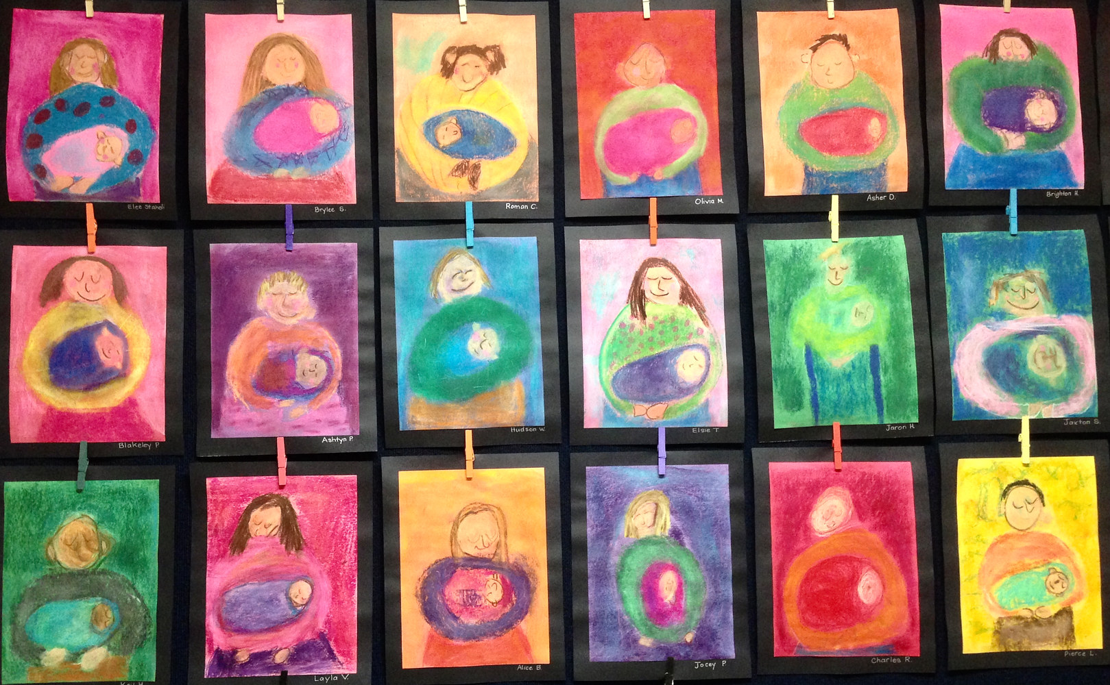 Gr.K-Parent &amp; Child in chalk by Linnie Aikens Lindsay