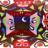Acrylic painting MandalaFace by Phil Cummings