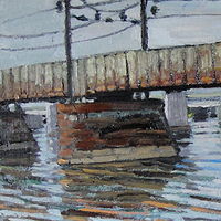 Oil painting Railroad Bridge #3 by Edward Miller