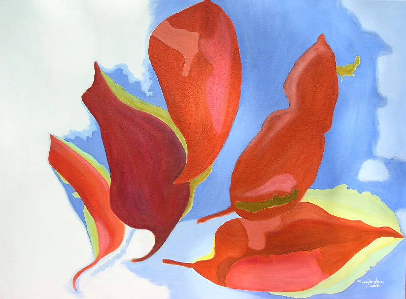 Acrylic painting Leaves five © 2006 by Gwenda  Branjerdporn