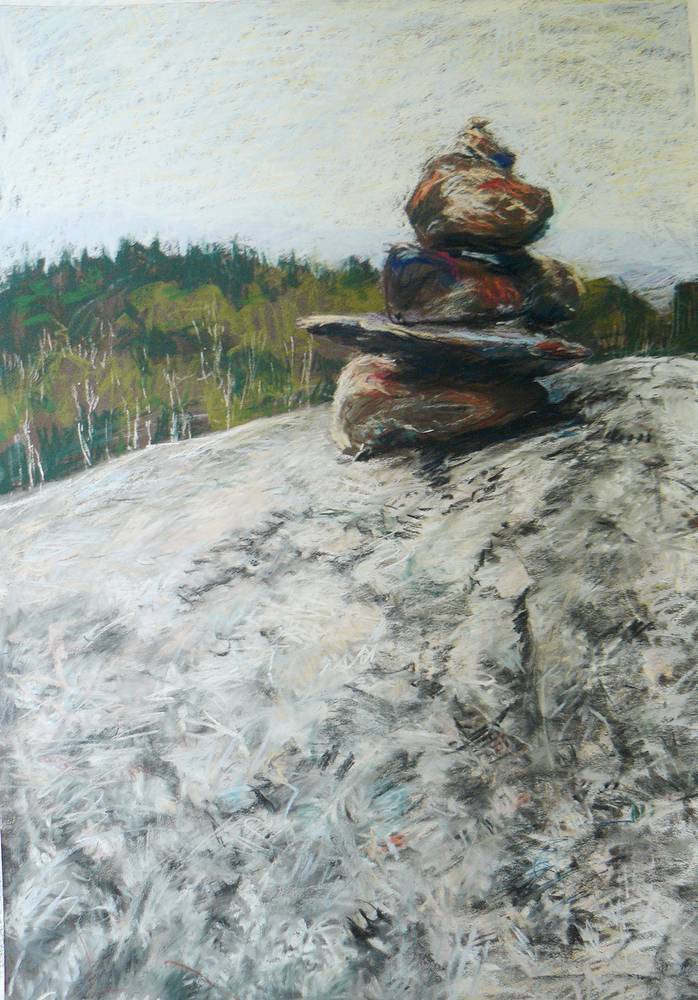 Cairn on  Nun da ga o Ridge 18x 26 Michael Gaudreau by Michael Gaudreau
