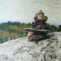 Cairn on  Nun da ga o Ridge 18x 26 Michael Gaudreau by Michael Gaudreau
