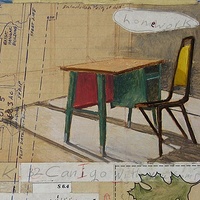 Oil painting Homework at Baladullah by Amie Rangel