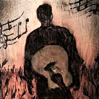 Acrylic painting The Ol Guitar by Carly Jaye Smith