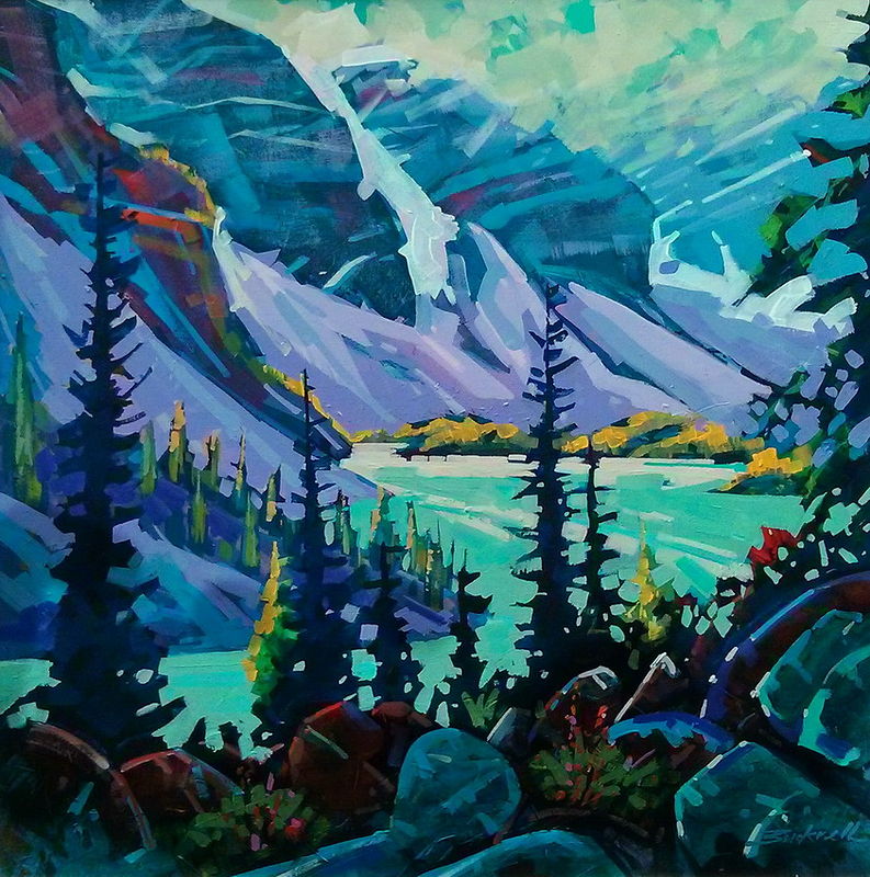 Moraine Lake View  Acrylic 24x24 2013 by Brian Buckrell