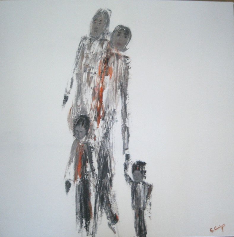 Acrylic painting &quot; La crainte &quot; by Gaetane Cummings