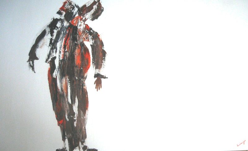 Acrylic painting &quot; Pas de place pour trois &quot; by Gaetane Cummings