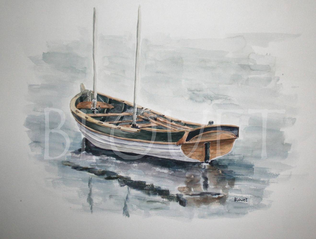 Watercolor Barque blanche by Sophie Dassonville