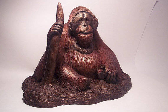 Painting Orangutan sculpture "Man Of The Vanishing Forest" by Jason  Shanaman